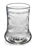 Northwood for Thomas Webb and Sons, an Aesthetic Movement / Gothic Revival engraved glass vase,