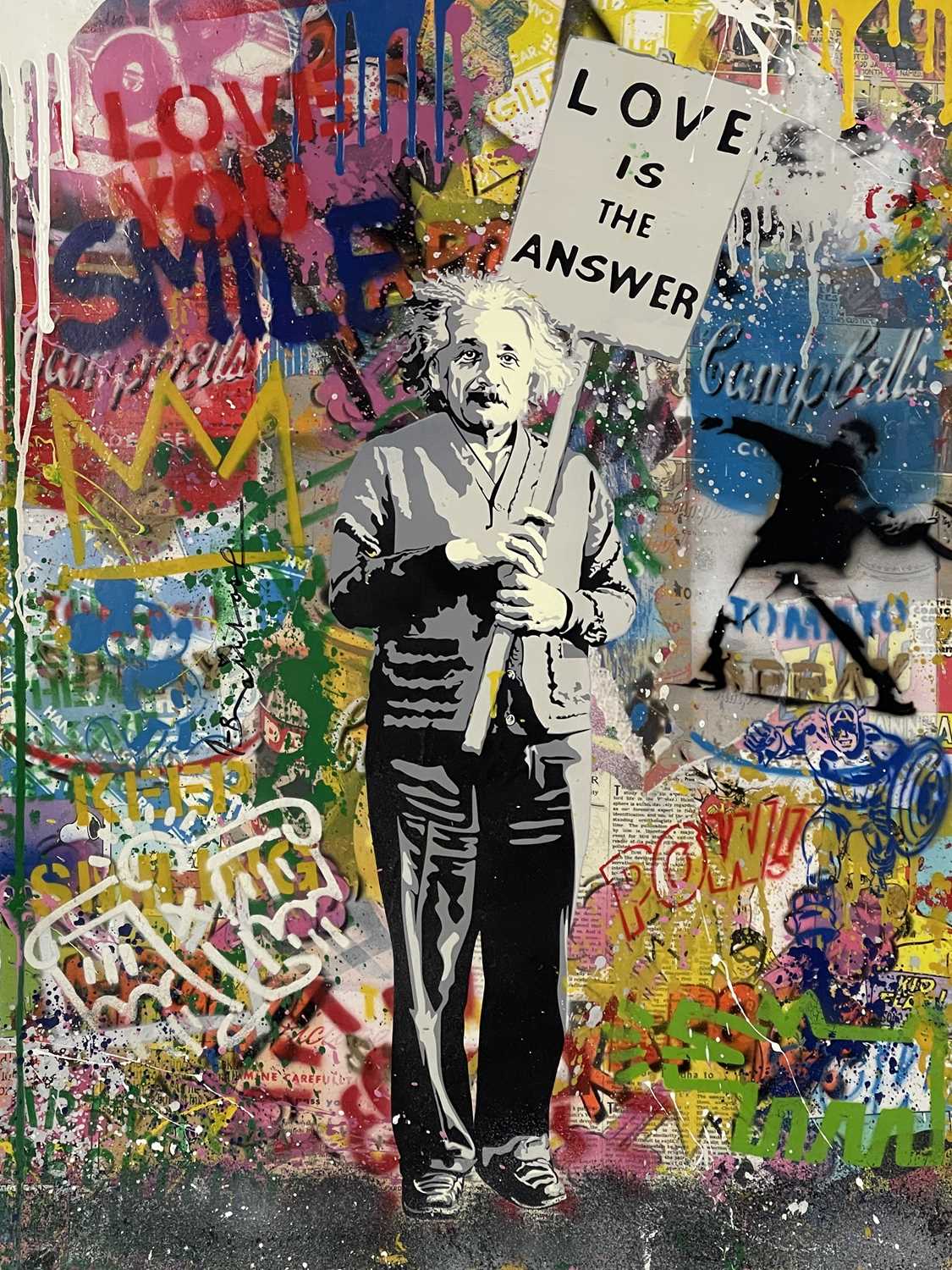 Mr Brainwash (Thierry Guetta) (French, 1966), 'Love is the Answer' (Albert Einstein), signed u.l.,