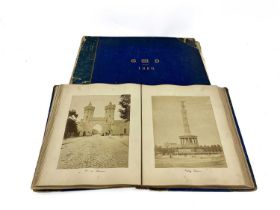 Two late Victorian sepia photograph albums, dated 1880 and 1886, UK and Continental Europe