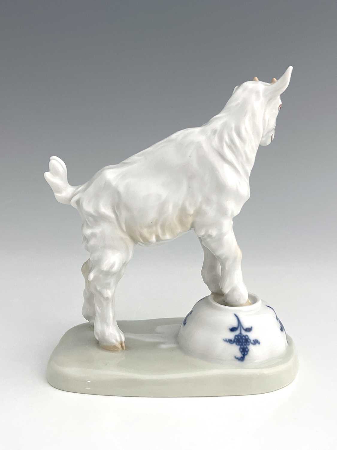 A Meissen figure of a goat on a teacup, model V.107, later 20th century, 14.5cm high - Image 5 of 6