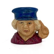 A Royal Doulton Tiny character jug, Oliver Twist prototype, blue hat, printed mark, 4cm high