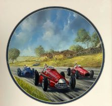 Gordon C. Davies (British, 20th Century), No.2 Alfa Romeo, No.4 Ferrari, No.33 Talbot Lago, signed