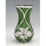 Loetz, a Secessionist silver overlay glass Metallin vase, baluster form, decorated thoughout with