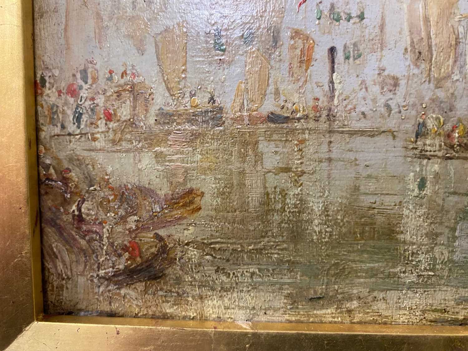 Style of J.M.W. Turner, a Venetian canal scene, oil on board, 21 by 26cm, gilt frame - Image 10 of 10