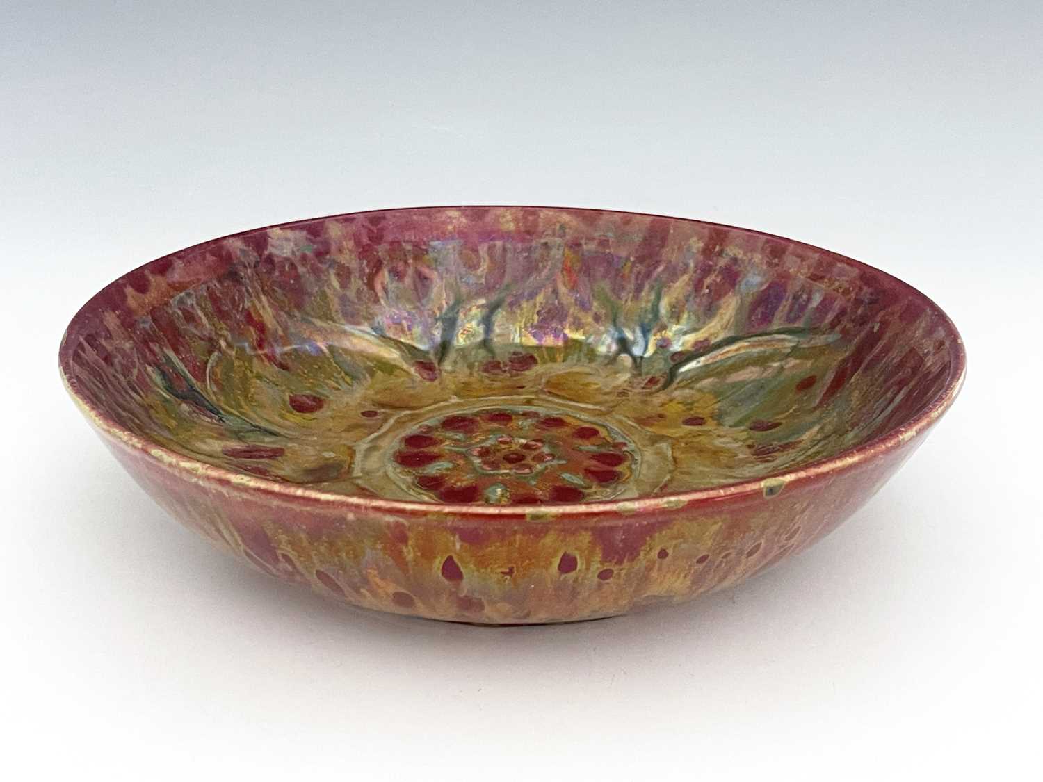 Richard Joyce for Pilkington, a Royal Lancastrian lustre bowl, circa 1920s, relief moulded shallow