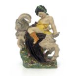 Charles Vyse for Chelsea Pottery, Bacchus on a Goat, 1921, modelled as a Classical boy on a