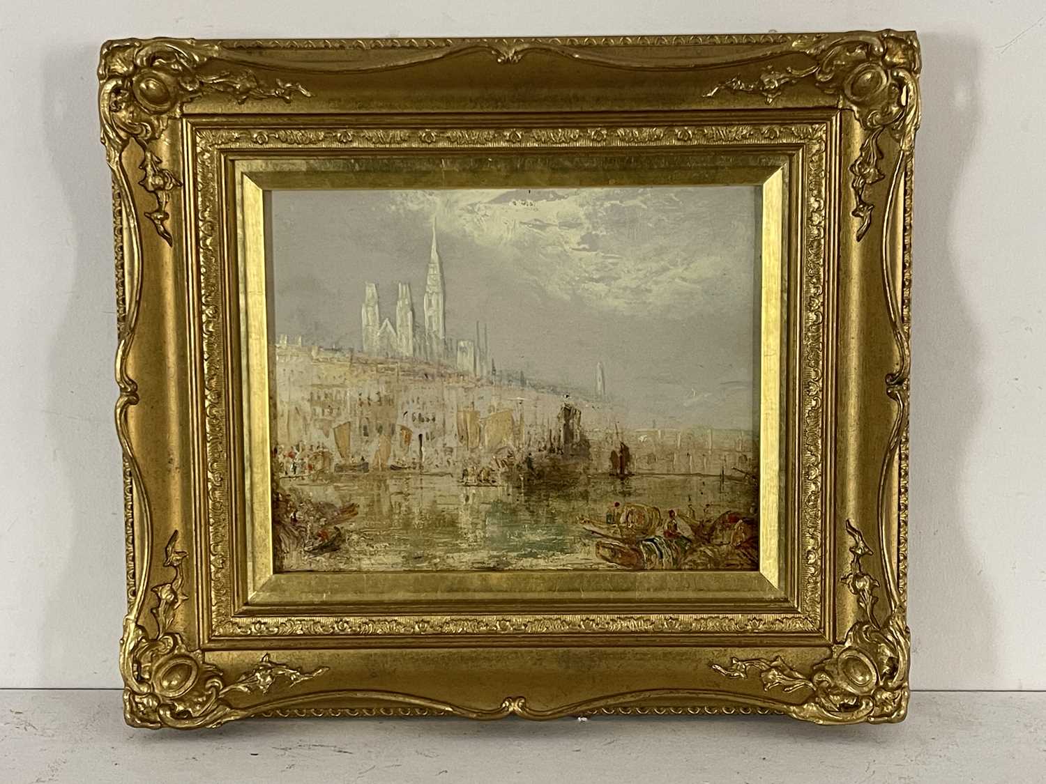 Style of J.M.W. Turner, a Venetian canal scene, oil on board, 21 by 26cm, gilt frame - Image 2 of 10