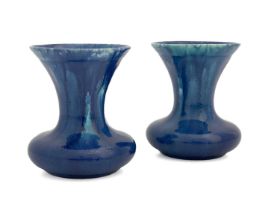 Pilkington, a pair of Royal Lancastrian curdled opalescent glazed vases, 1911, squat bulbous form