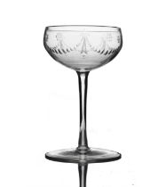 James Powell and Sons, Whitefriars, a Neoclassical liqueur glass, circa 1890, the shallow rounded