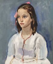 Philip Naviasky (British, 1894-1983), portrait of a young girl, bust-length wearing a white dress