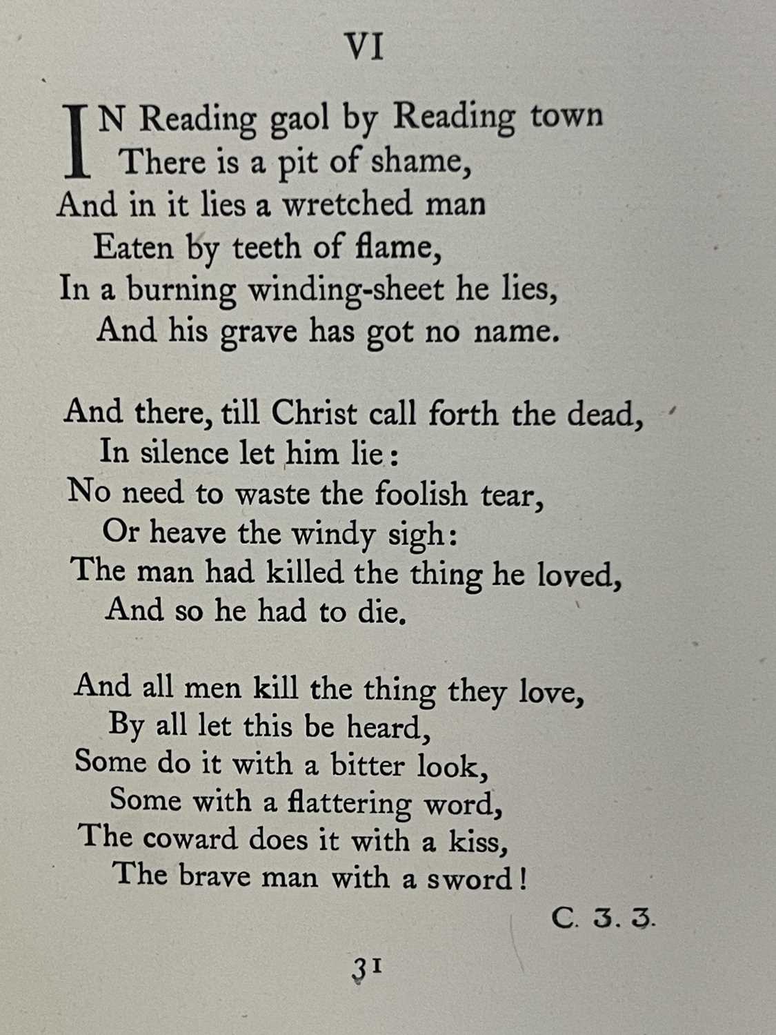 Wilde, Oscar, 'The Ballad of Reading Gaol by C.3.3.', 1898, 7th edition, Leonard Smithers, London, - Bild 3 aus 3