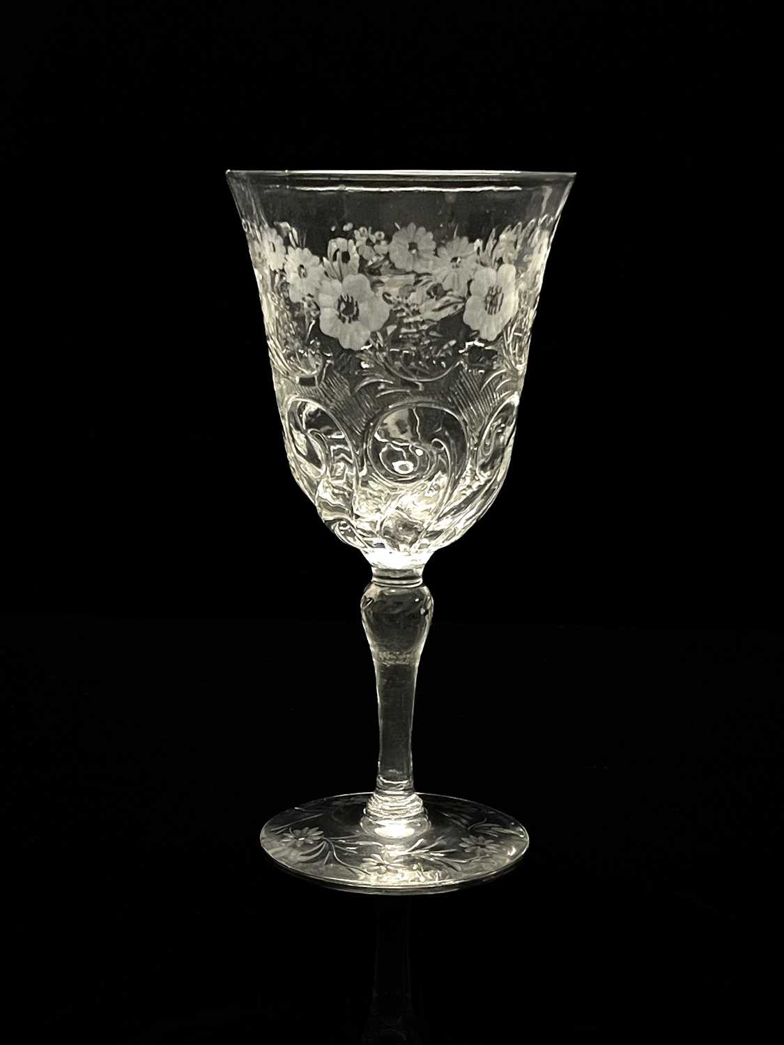 Thomas Webb and Sons, an Edwardian Stourbridge Intaglio engraved rock crystal wine glass, circa