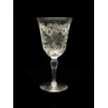 Thomas Webb and Sons, an Edwardian Stourbridge Intaglio engraved rock crystal wine glass, circa