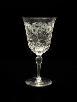 Thomas Webb and Sons, an Edwardian Stourbridge Intaglio engraved rock crystal wine glass, circa