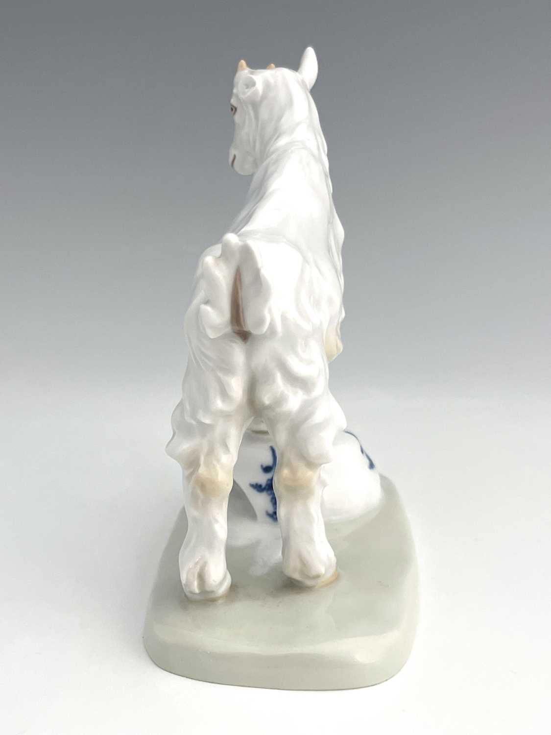 A Meissen figure of a goat on a teacup, model V.107, later 20th century, 14.5cm high - Image 4 of 6