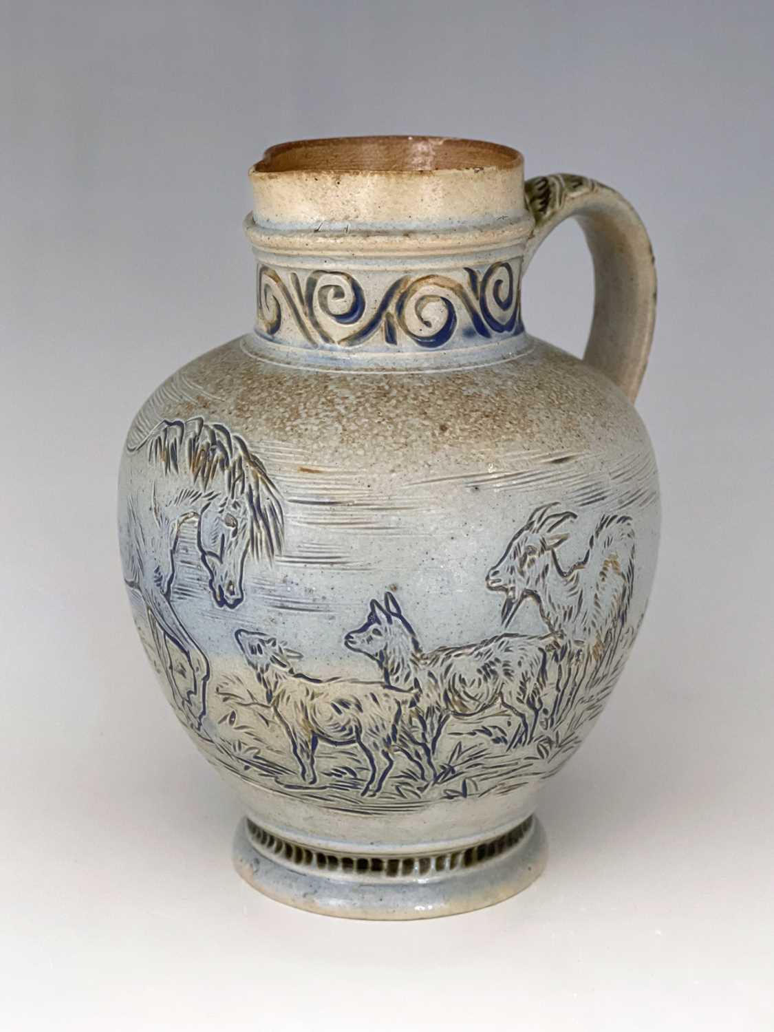 Hannah Barlow for Doulton Lambeth, a stoneware jug, 1874, shouldered ovoid form, sgraffito decorated - Image 7 of 9