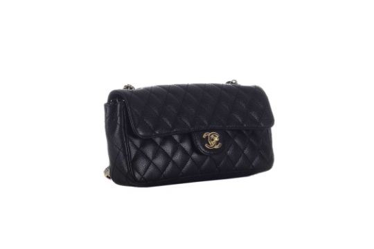 Chanel, a black caviar East West single flap handbag - Image 3 of 5