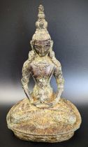 Sino-Tibetan bronze figure of bejewelled Amitayus in meditation, Tibet or China, H.19cm