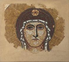 A Byzantine style mosaic of Theotokos (Mary), circa 19th century, 39cm x 39cm