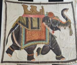 A mid 20th century painting on cloth of an Elephant from Mewar region symbol of power and prosperit