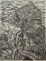 Graham Snow (British, b.1948), Fossil Study, 1988, charcoal drawing, H.91cm W.60