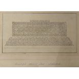 Three Islamic watercolours depicting designs to include, Cenotaph Akbars Tomb - Sakandra, Open