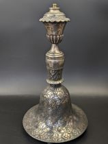 A fine 18-19th century Indian Bidri huqqa with a silver top ( converted into a lamp ), H.28cm