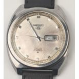 Seiko 5 Automatic watch, 6119-8273, 1970s, 21 jewel, later brown leather strap