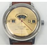Sicura jump watch, 1970s, 17 jewel, later brown leather strap,