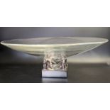 A Steuben sterling silver eagle stand mounted with large glass bowl, D.37cm