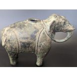 A rare 17th century or earlier South Indian or South East Asian bronze elephant shaped vessel, H.