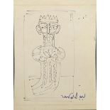 Jamini Roy (Indian, 1887-1972), figural study, ink drawing, signed in pen, H.16cm W.11cm