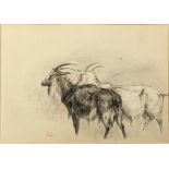 Eugene Delacroix (1798-1863), goats study, pencil drawing, ED red stamp lower left, H.18cm W.25cm.