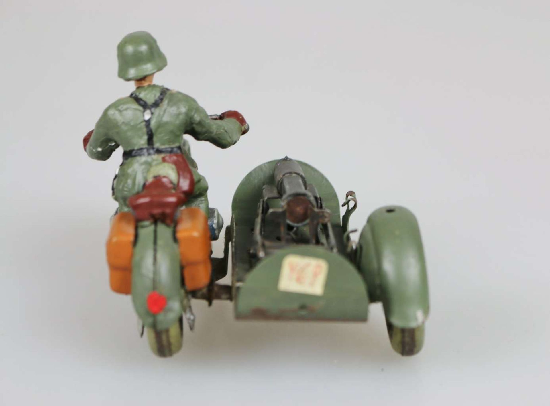 Elastolin, Beiwagenmotorrad mit Fahrer und MG 08 - Bild 3 aus 4