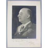 Autograph Francisco Franco, Foto mit Widmung