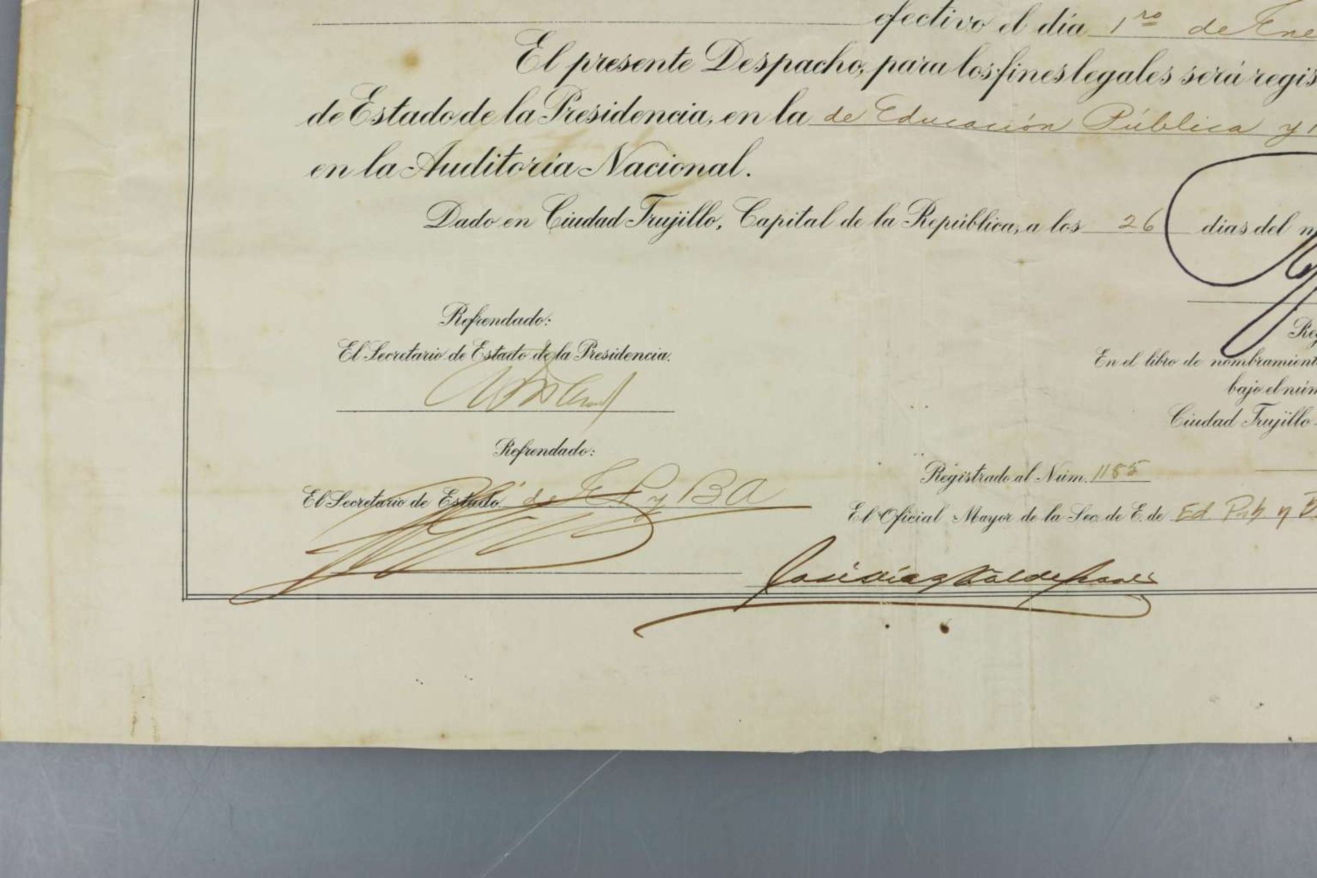 Autograph Trujillo Molina, Diktator der Dominikanischen Republik. - Image 3 of 5