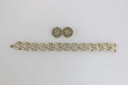 Armband und Paar Ohrclips, Theodor Fahrner, Silber
