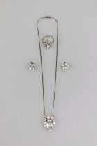 14K Schmuckset mit Diamanten und farblosem Stein