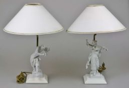 Paar Tischlampen mit Höchster Porzellanfiguren