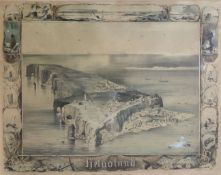 Helgoland Gesamtansicht aus der Vogelperpektive, Lithographie, wohl um 1860