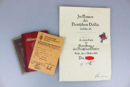 Mutterkreuz in Bronze mit Urkunde und Ausweise