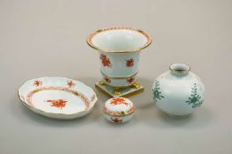 4 Teile Porzellan, 3x Herend, 1x Meissen