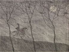 Paul FLORA (1922-2009), Radierung, coloriert, Husarenritt