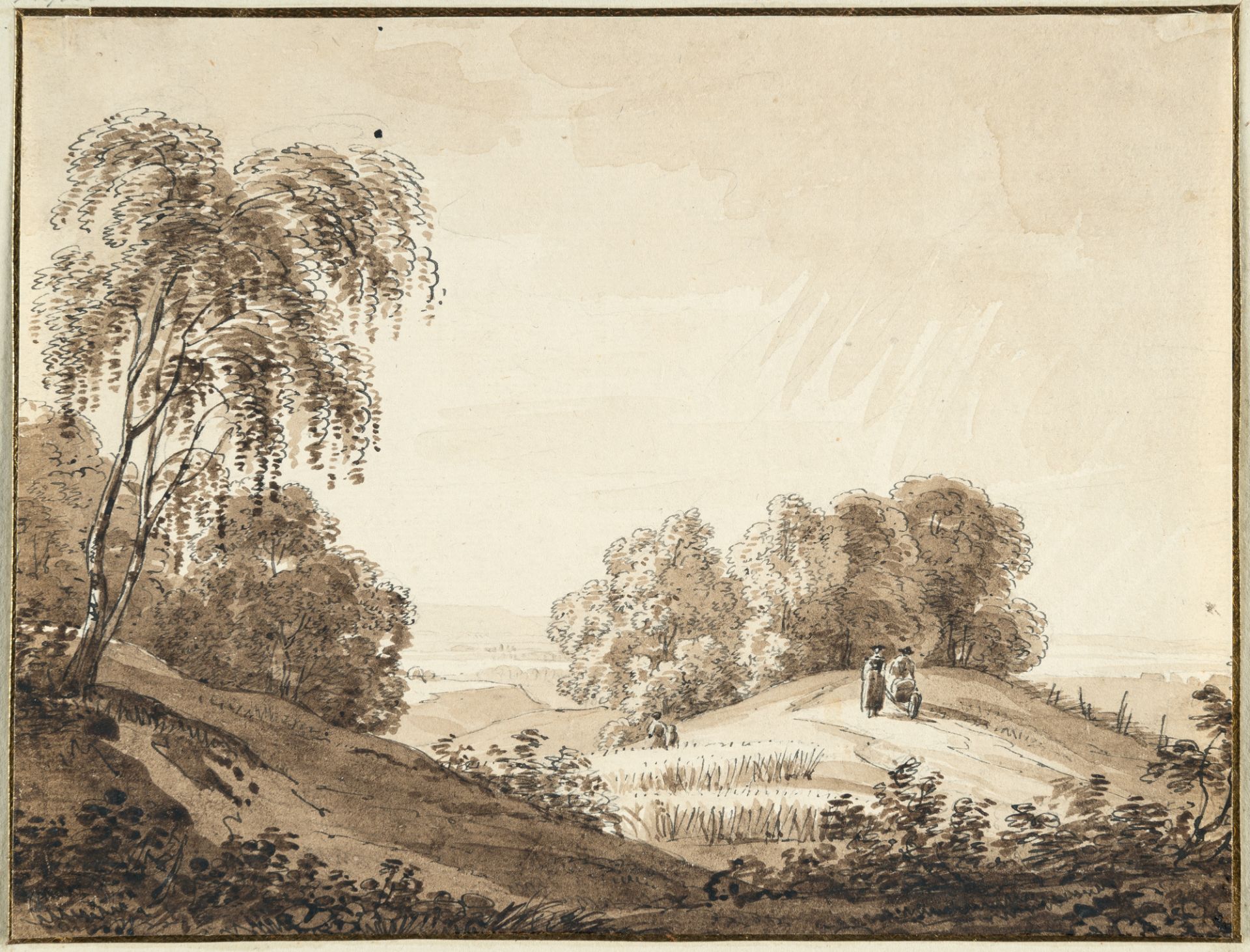 Simon Warnberger (1769 Pullach bei München - München 1847) – Weite hügelige Landschaft mit zwei Wand - Bild 2 aus 3