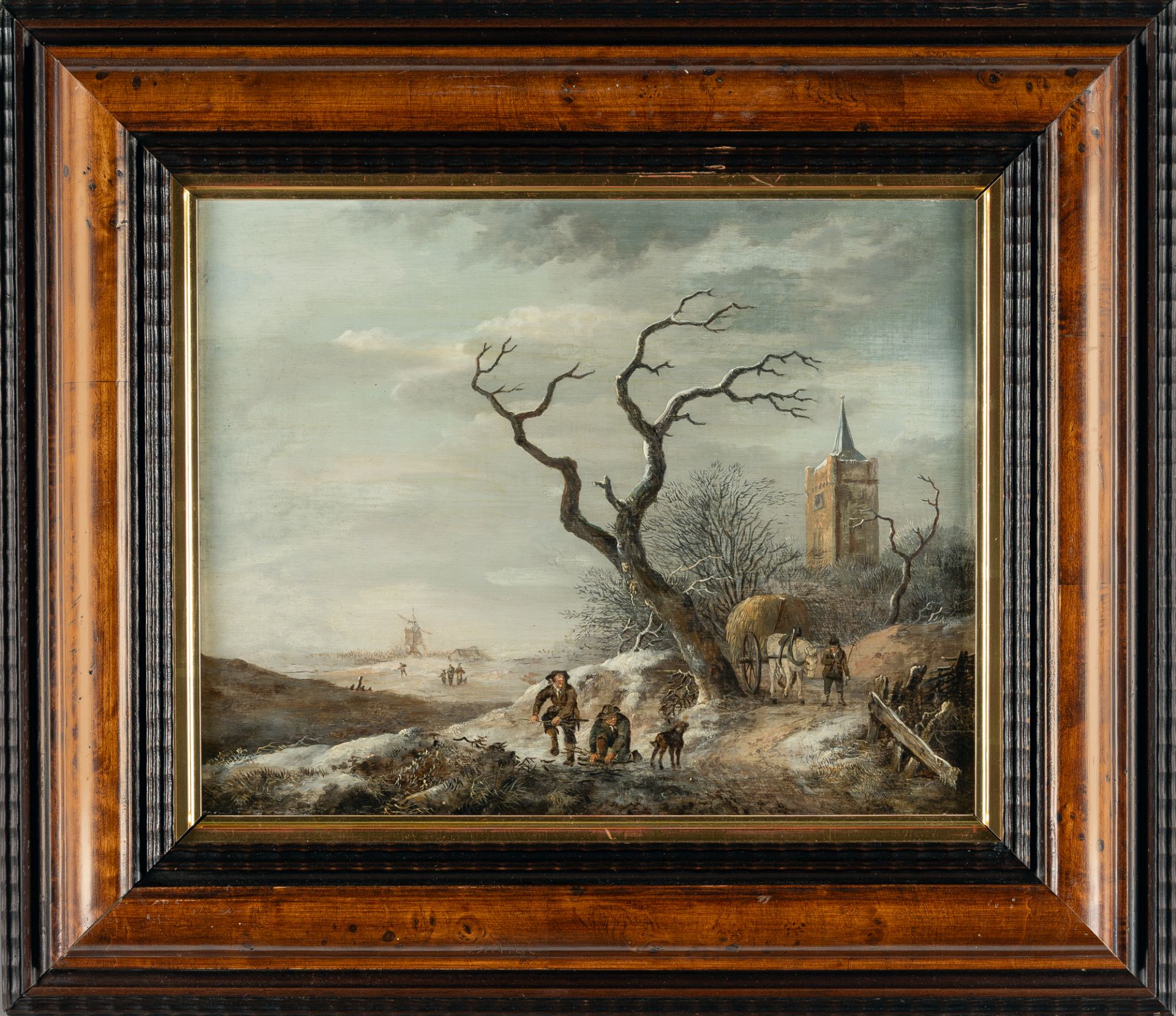 Fredericus Theodorus Renard (1778 Leiden - ? 1820) – Winterlandschaft mit kahlem Baum und Brennholzs - Bild 4 aus 4
