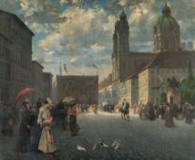 Charles Vetter (1858 Kahlstädt - München 1941) – Blick auf den Odeonsplatz mit Feldherrnhalle und Th