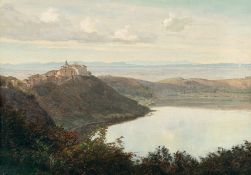 Janus Andreas La Cour (1837 Ringkøbing – Odder/Jütland 1909) – Blick auf den Albaner See mit der Pap