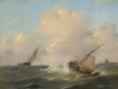 Govert Van Emmerik (1808 Dordrecht – Hamburg 1882) – Segelboote auf rauer See