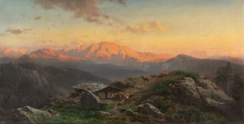 Karl Millner (1825 Mindelheim - München 1895) – Alpenpanorama im Abendrot