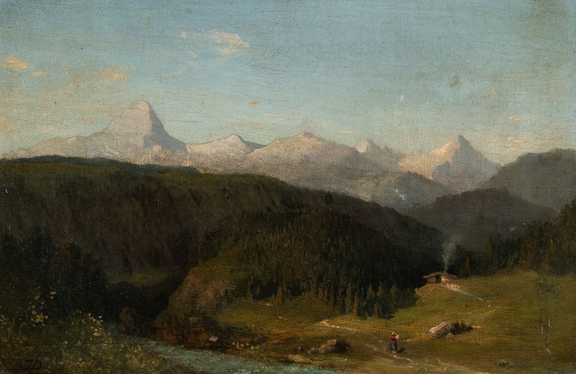 Dietrich Langko (1819 Hamburg - München 1896) – Gebirgsbach in den Alpen